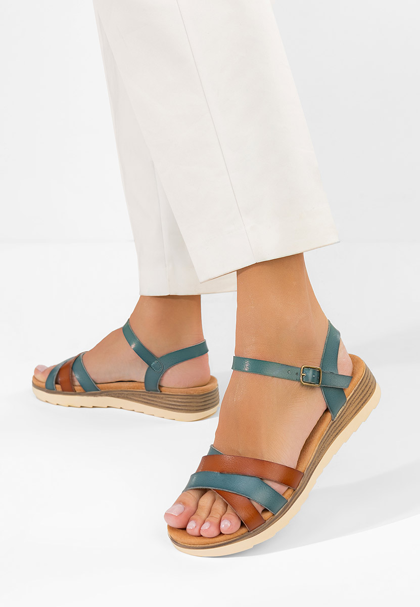 E-shop Modré dámske kožené sandále Veriona