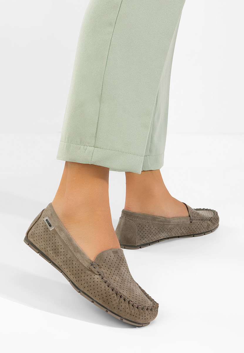 E-shop Khaki kožené mokasíny dámske Sareia