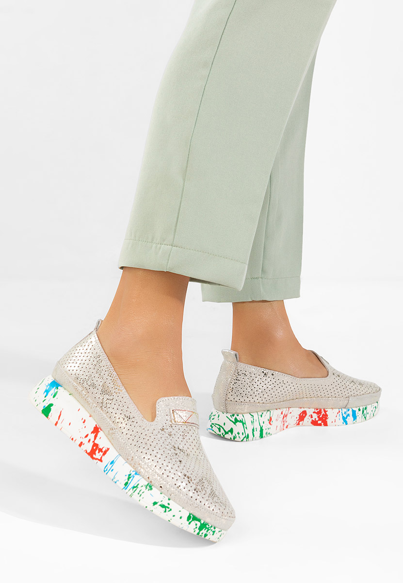 Sivé kožené mokasíny dámske Raffelia