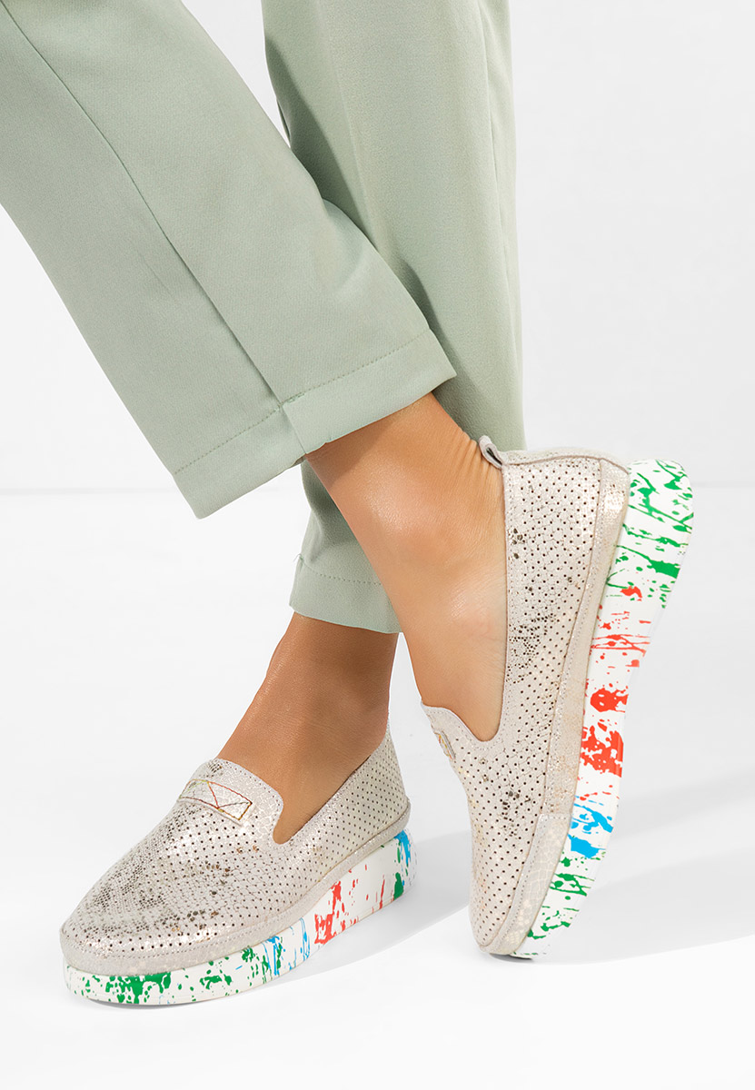 Sivé kožené mokasíny dámske Raffelia