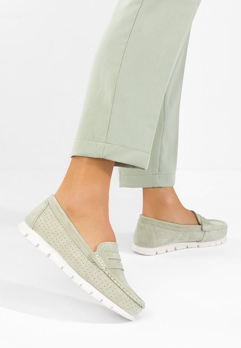 Zelené kožené mokasíny dámske Valerimia