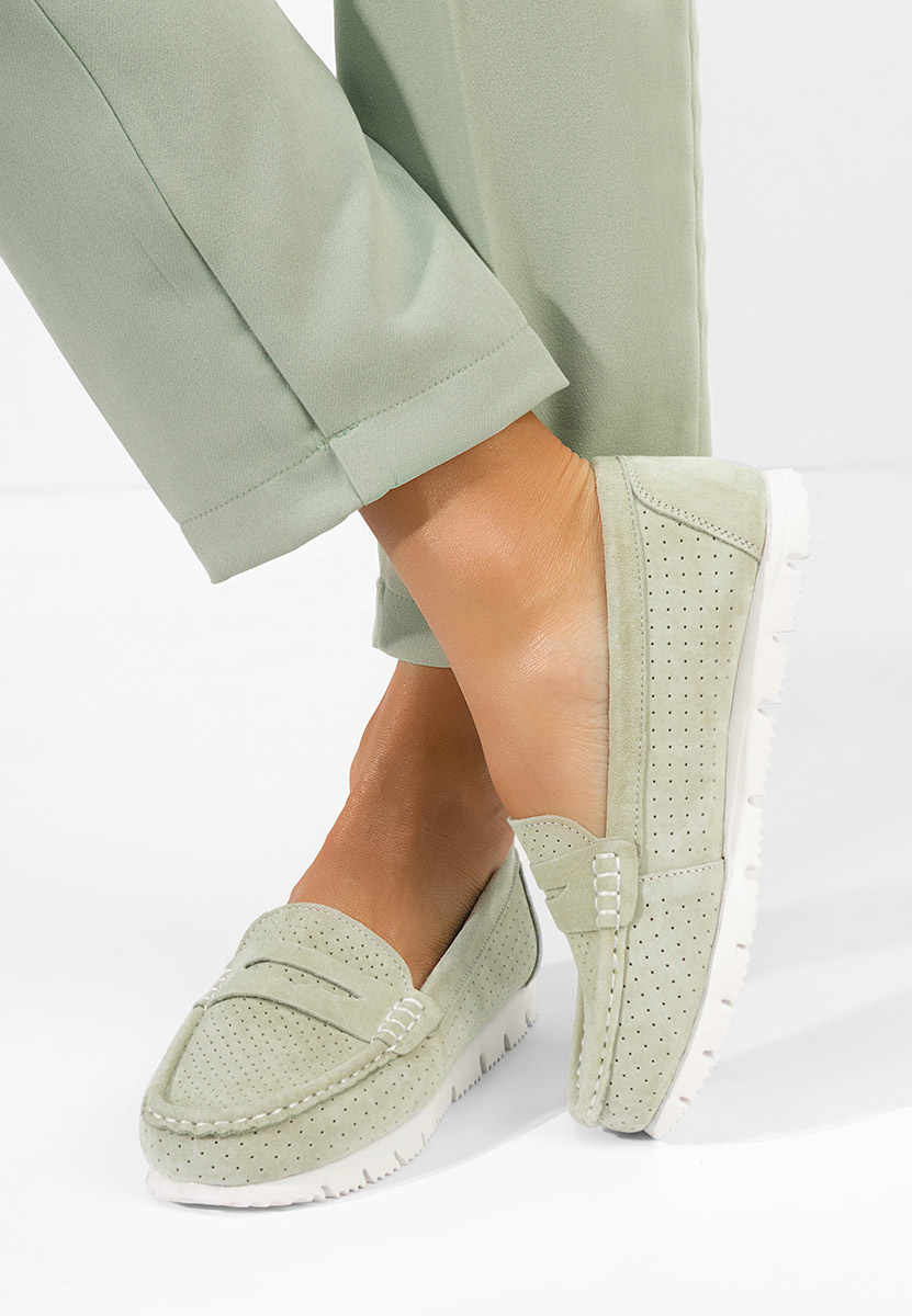 Zelené kožené mokasíny dámske Valerimia