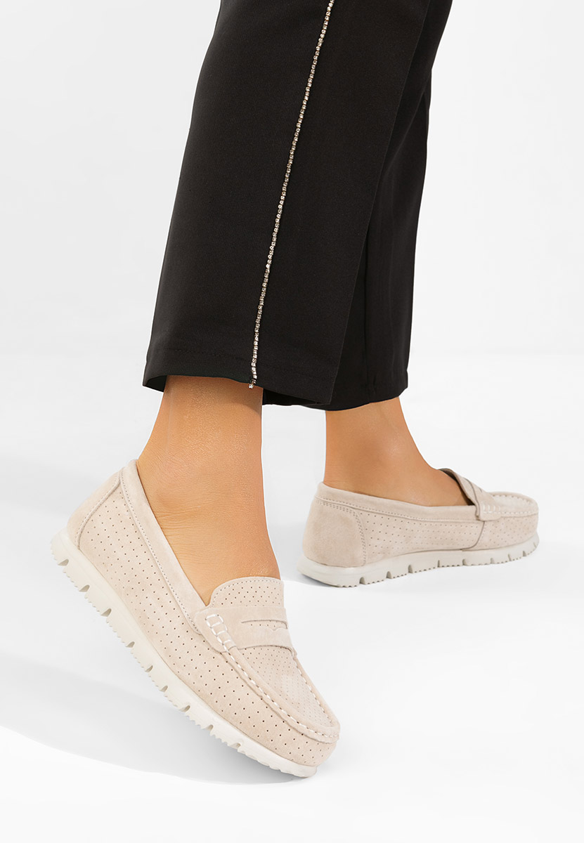 Béžové kožené mokasíny dámske Valerimia