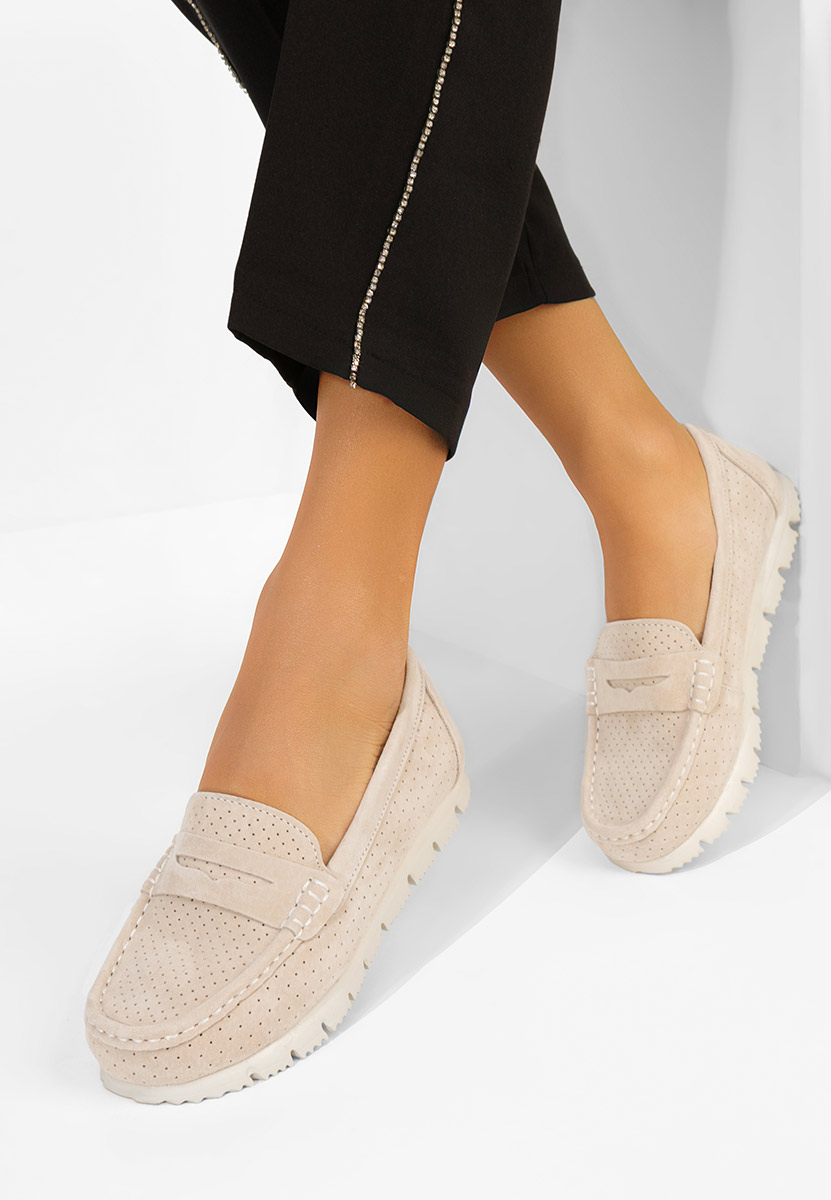 Béžové kožené mokasíny dámske Valerimia