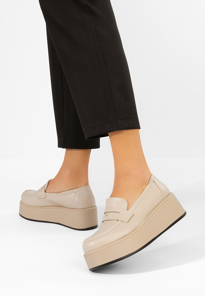Béžové dámske mokasíny na platforme Minky