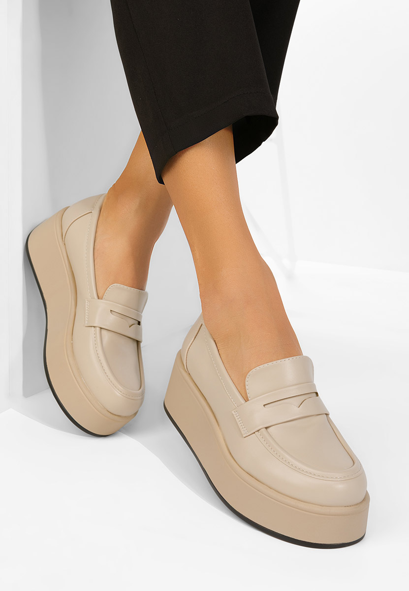 Béžové dámske mokasíny na platforme Minky