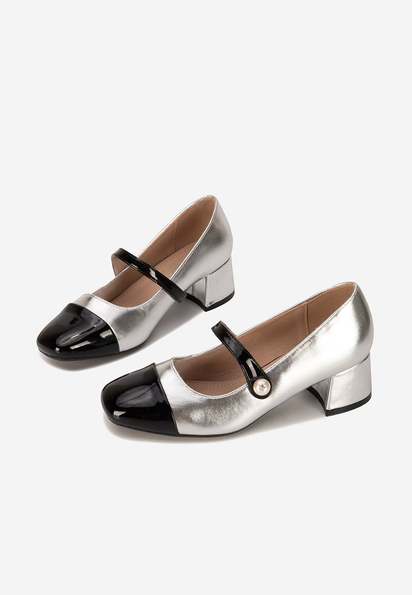 Strieborné lodičky na hrubom opätku Blety