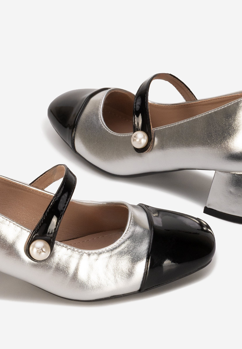 Strieborné lodičky na hrubom opätku Blety