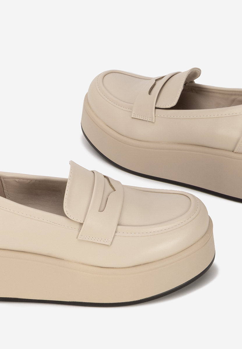 Béžové dámske mokasíny na platforme Minky
