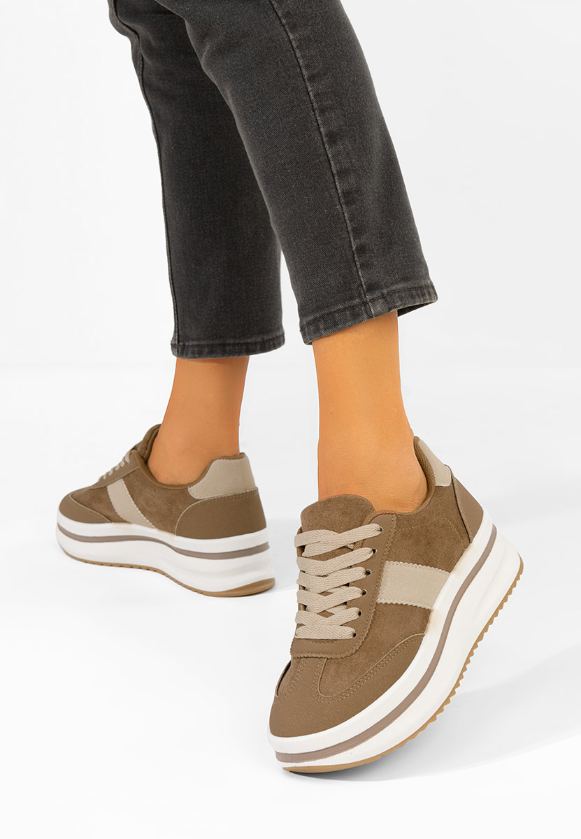Khaki tenisky na platforme Zashia