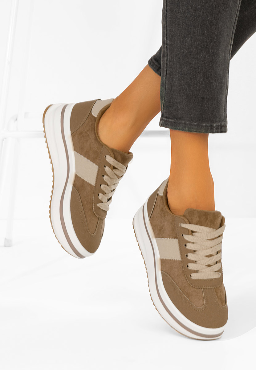 Khaki tenisky na platforme Zashia