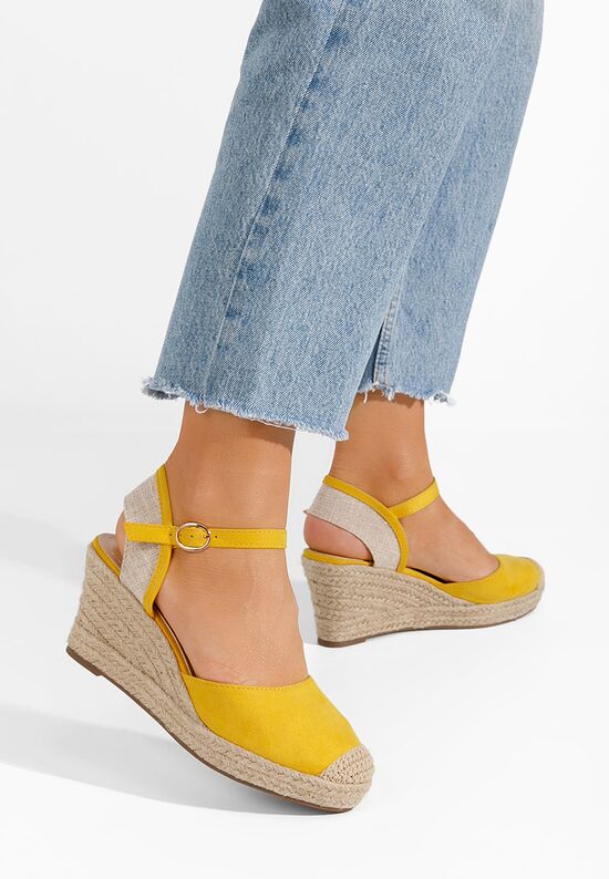Žlté espadrilky na platforme sandale Kasea Zapatos
